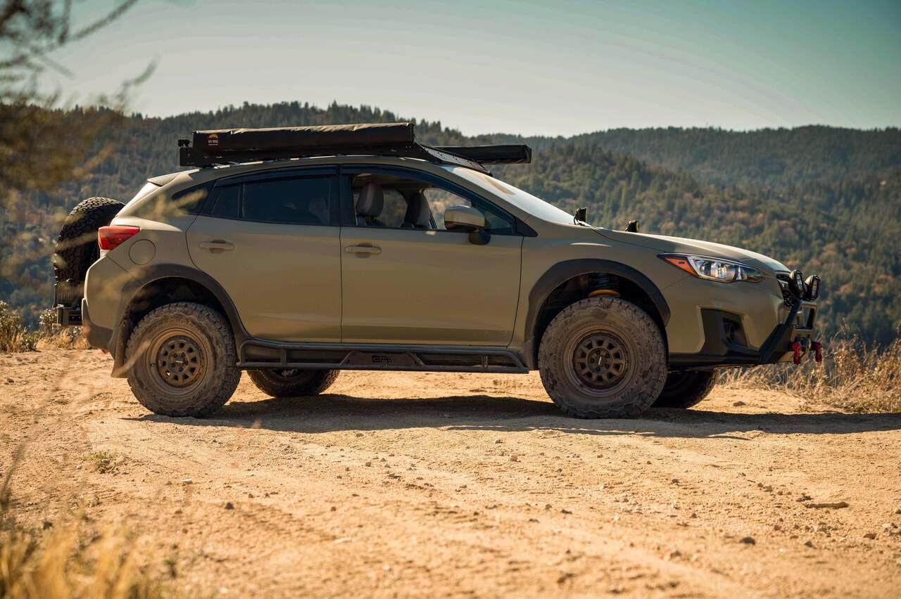 2018-2023 Subaru Crosstrek with Revo Rock Sliders for enhanced off-road protection and style.