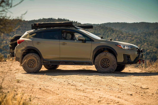 2018-2023 Subaru Crosstrek with Revo Rock Sliders for enhanced off-road protection and style.