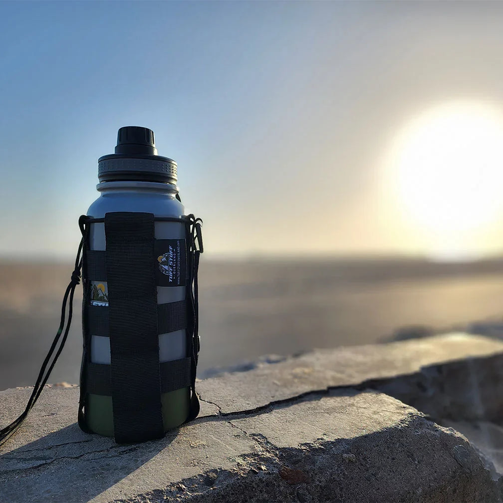 Tuff Stuff® Overland Tactical Water Bottle Sleeve on a sunny outdoor setting.