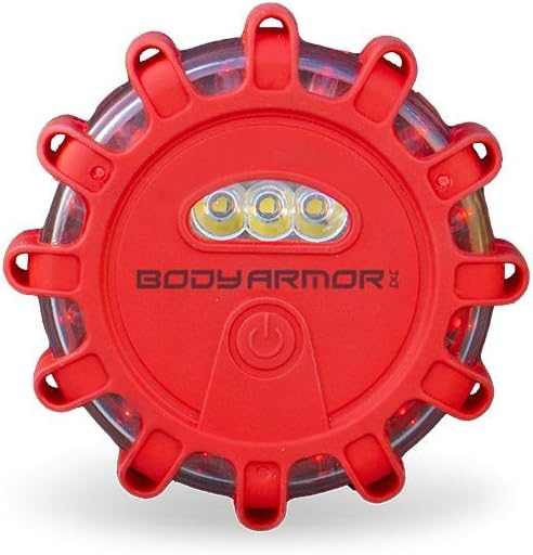 CORE LED ROADFLARE (EA) emergency roadside flare with red casing, multiple LED lights, and a central power button.
