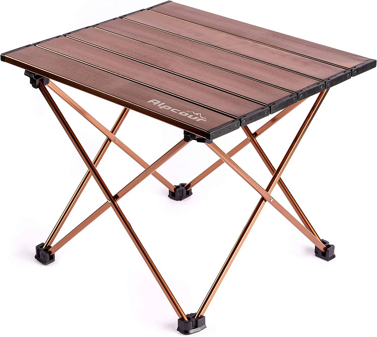 Alpcour Portable Collapsible Camping Table, foldable and lightweight, with rustproof legs and waterproof surface for outdoor use.