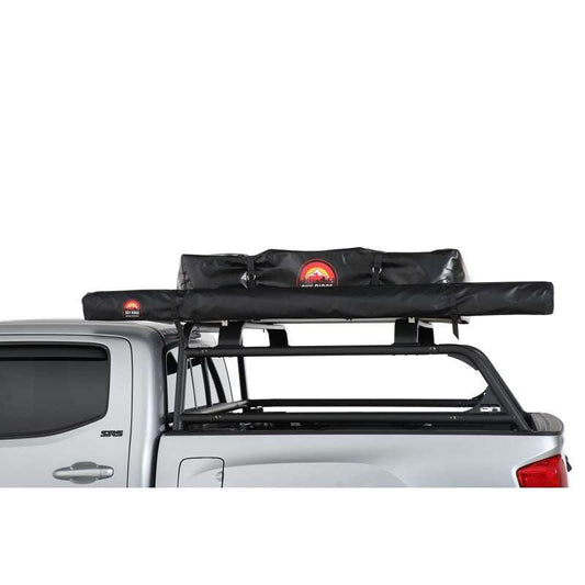 SKY RIDGE 6.5' AWNING mounted on a truck roof rack, offering durable shade and weather protection for outdoor adventures.