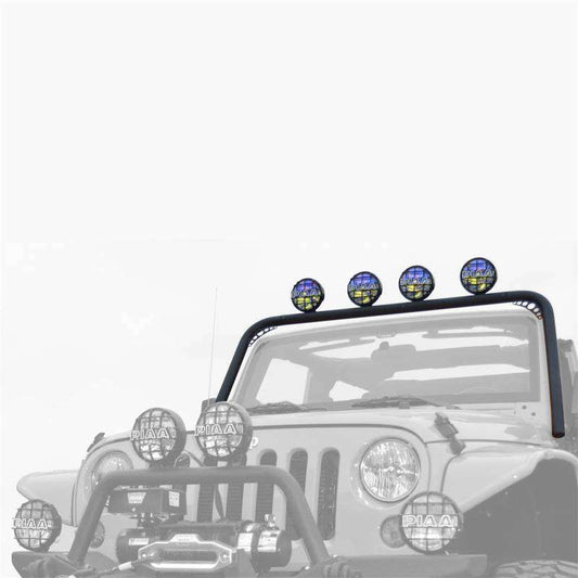 2007-2018 Jeep Wrangler JK Windshield Light Bar mounted on vehicle.