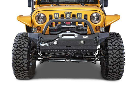 2007-2023 Jeep Wrangler JK/JL & Gladiator JT Mid-Stubby Front Bumper with winch mount and off-road styling.