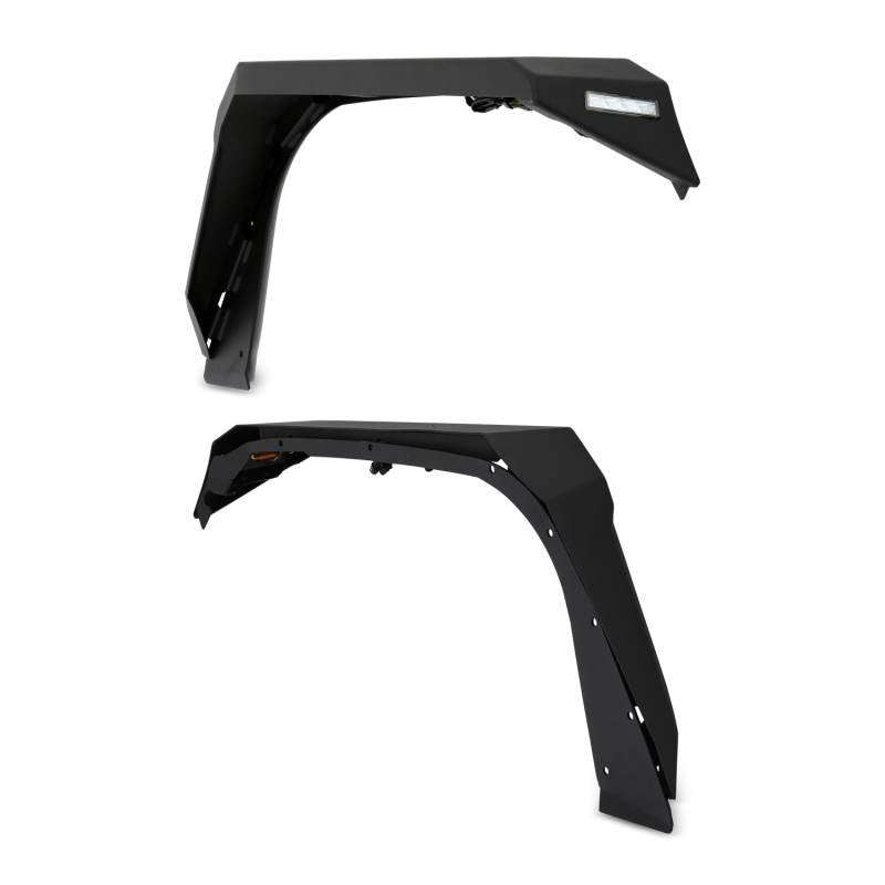 2018-2024 Jeep Wrangler JL & Gladiator JT front fender flares, durable steel, high clearance, integrated lighting.