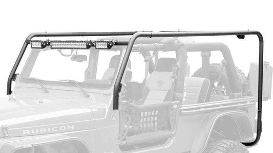 2007-2018 Jeep Wrangler JK 4-door cargo roof rack, black powder coat, robust steel tubing.