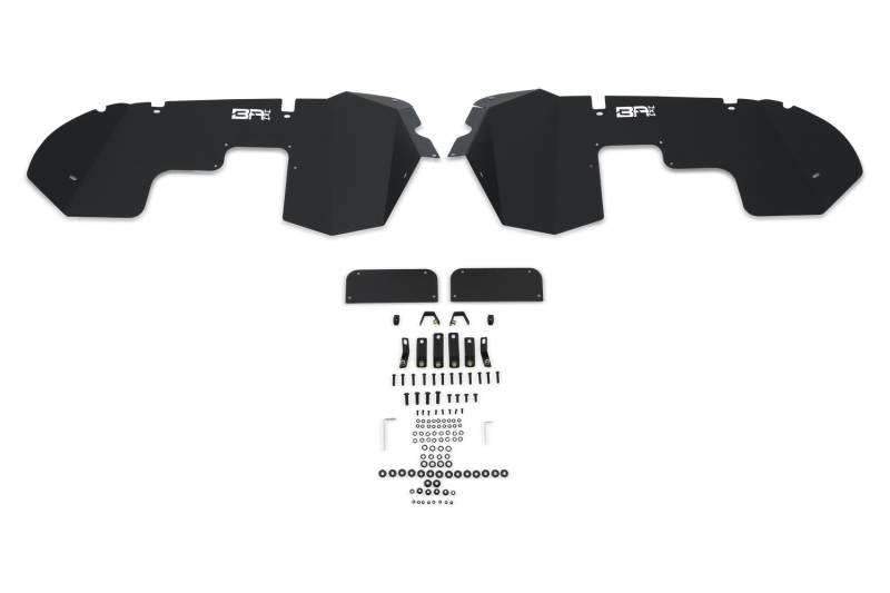 2018-2024 Jeep Wrangler JL and Gladiator JT front fender liners with installation components.