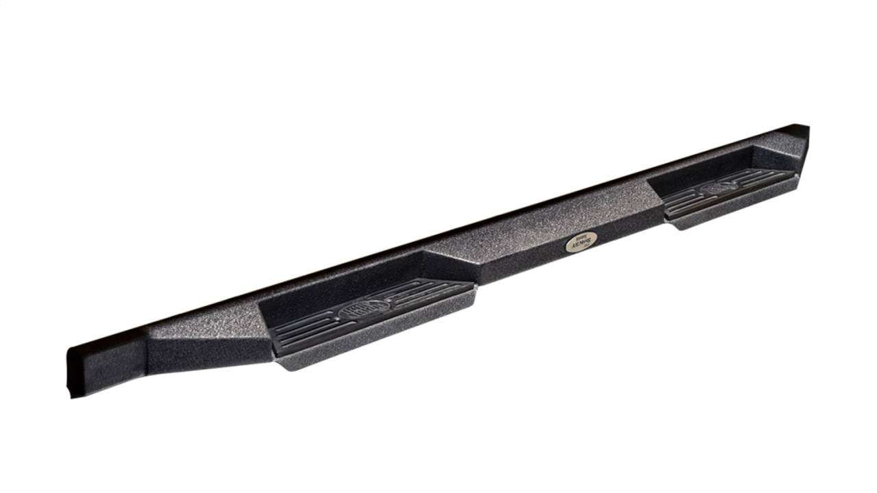 2007-2018 Jeep Wrangler JK 4-door RockSteps side steps with dual step areas and black powder coat.