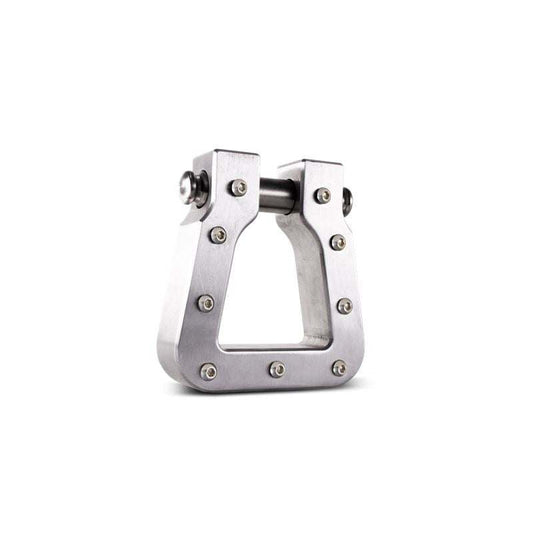 Silver MEGA D-RING MACHINED (SINGLE) shackle, durable 6061-T6 billet aluminum, 18,000-pound capacity.