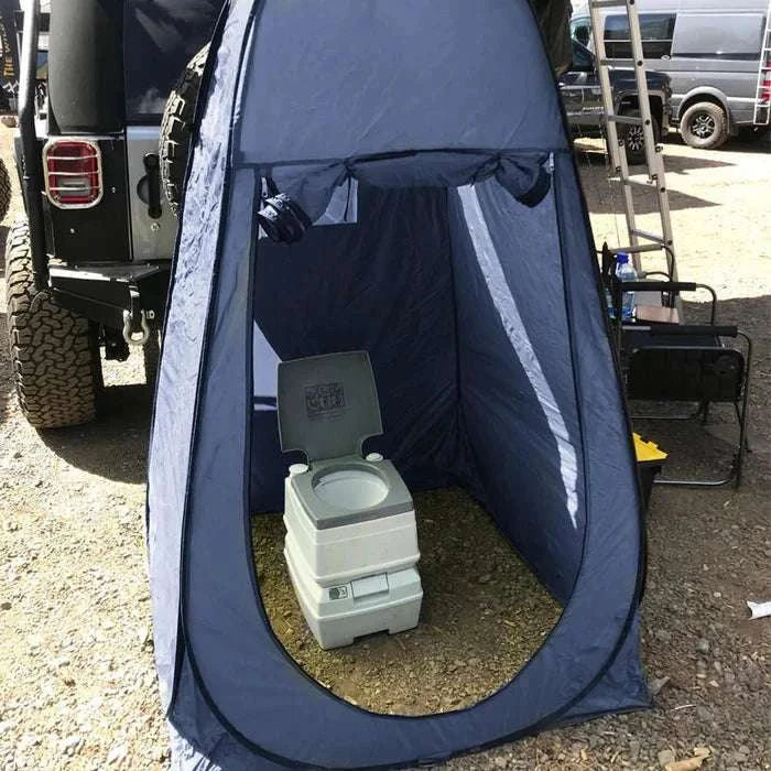 Portable outdoor tent by Tuff Stuff® Overland with toilet, ideal for camping and privacy.