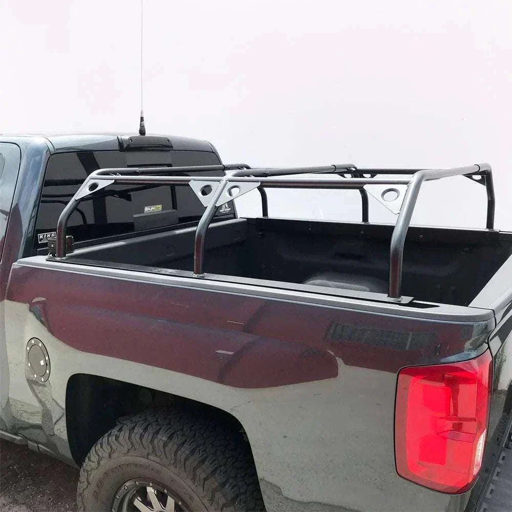 Tuff Stuff® Overland Adjustable Roof Top Tent Truck Bed Rack, powder-coated, mounted on a truck.