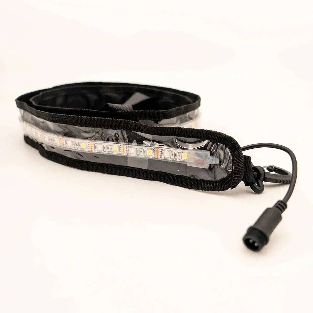 TUFF STUFF® Overland LED Light Strip USB for Roof Top Tent, dual-color amber/white, easy installation.
