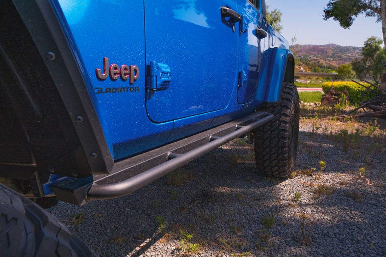 2019-2024 Jeep Gladiator JT 4 Door RockCrawler Side Steps, off-road enhancement, durable steel construction.