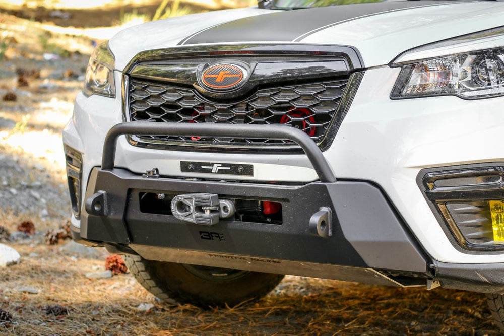 2019-2024 Subaru Forester Hiline Front Winch Bumper installed on vehicle, showcasing durability and off-road capability.