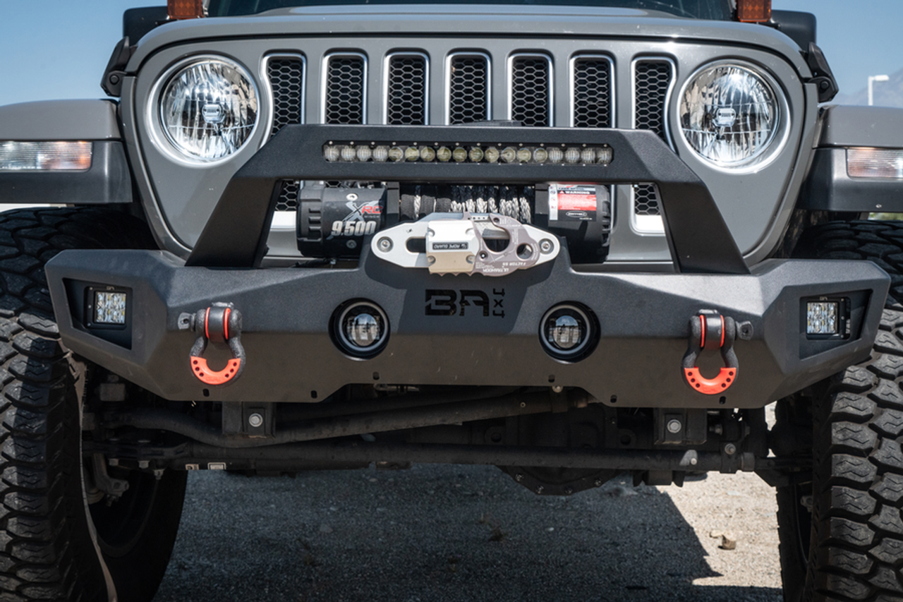 2007-2024 Jeep Wrangler JK/JL & Gladiator JT Orion Mid-Width Front Bumper with grille guard and integrated winch mount.