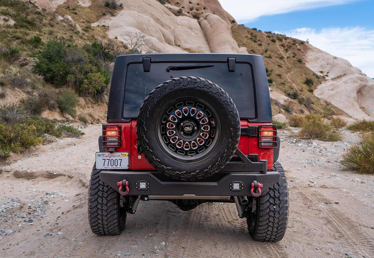 2007-2018 Jeep Wrangler JK tire carrier with single action, heavy-duty steel, fits JK-2965/JK-2966 bumper.