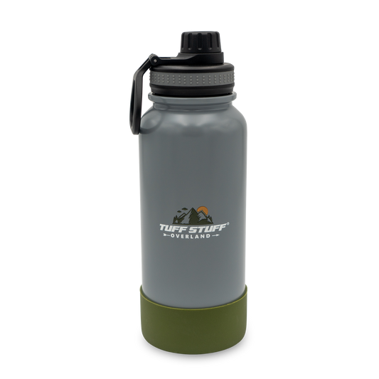 TUFF STUFF® OVERLAND 32oz Stainless Steel Water Bottle with silicone bumper.