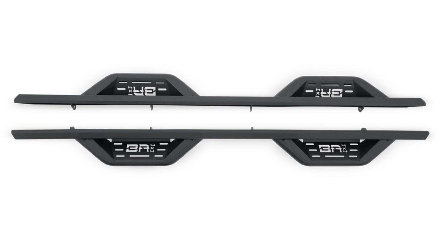2007-2018 Chevrolet Silverado 1500 and 2007-2019 Silverado 2500/3500 Crew Cab Ambush side steps, black textured finish, steel construction.