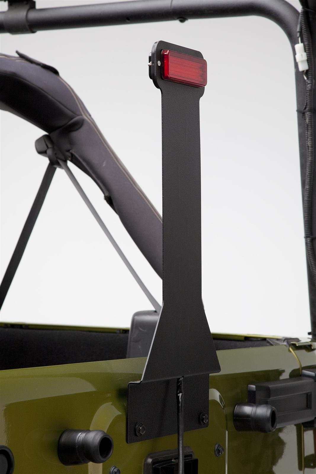 1987-2018 Jeep Wrangler YJ/TJ/JK elevated third brake light for enhanced visibility.